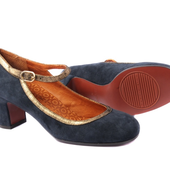 Chie Mihara Mary Jane in Grey Suede and gold - Picture 4 of 4